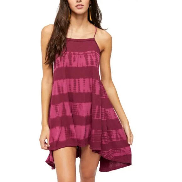 NWT FREE PEOPLE Seashell Tie Dye Sleeveless Tunic In Wine Combo - Picture 2 of 8